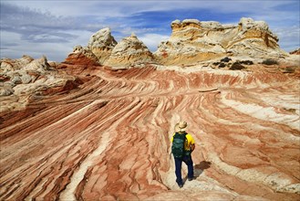 Hiker in White Pocket Canyon