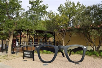 Black horn-rimmed glasses at Buddy Holly Center