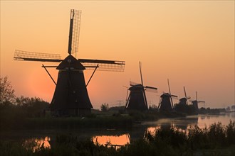 Historical windmills at sunrise UNESCO World Heritage Site