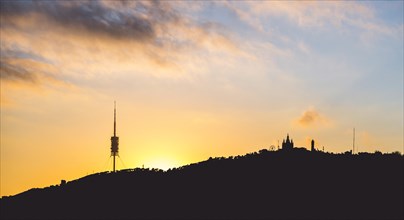 Silhouette with TV tower Torre de Collserola