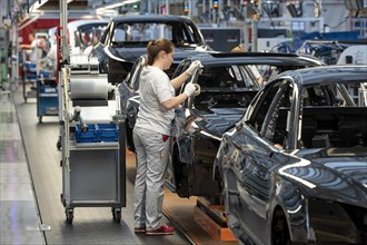 Assembly line Audi A4 at the Audi AG plant in Ingolstadt Bavaria Germany