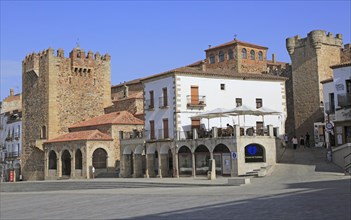 Torre de Bujaco tower in Plaza Mayor