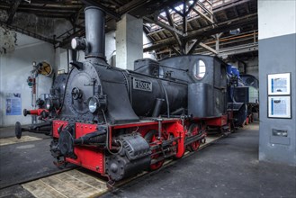 Steam locomotive 7 Fussen from 1889 in the locomotive shed