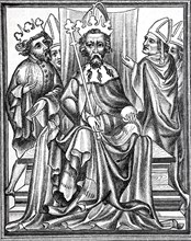 Emperor Karl IV. In the imperial order with his son Wenzel and bishops