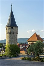 Reconstructed Romanesque witch tower with bridge keeper's house