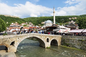 Stone bridge over Bistrica river and Sinan Pasha Mosque