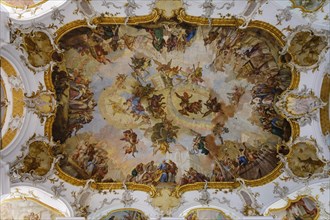 Ceiling fresco Healing miracle at the pond Betesda and miraculous image with help seekers