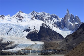 Laguna Torre with Cerro Torre and Cerro Adela with glacier