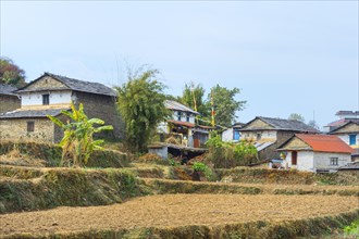 View over the mountain village and terraces