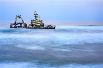 Shipwreck Zeila in the water with swell