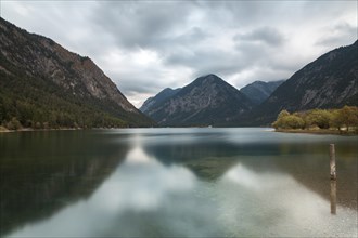 Mountains at lake Heiterwanger See in the evening light