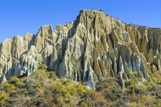 Huge sharp pinnacles of the Omarama clay cliffs