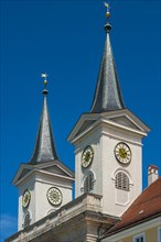 Church towers with tower clock