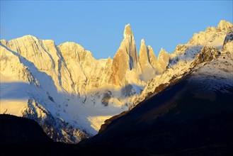 Cerro Torre with snow at sunrise