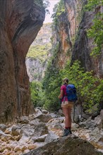 Female hiker in a gorge