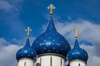 Blue cupolas of the russian orthodox church