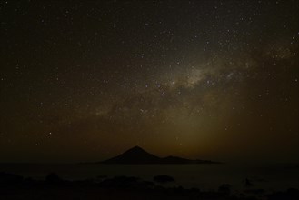 Pan de Azucar Island at night with starry sky
