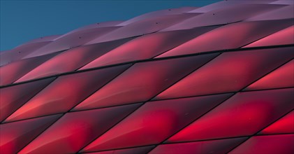 Red illuminated Allianz Arena