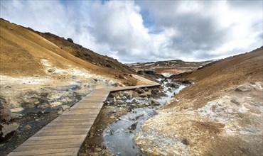 Boardwalk over steaming ground