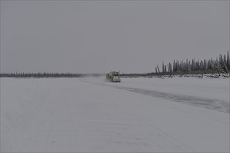 Cleared ice road on the Mackenzie River