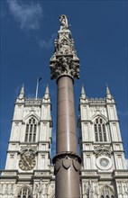 Crimean War and Indian Mutiny memorial column in front of Westminster Abbey
