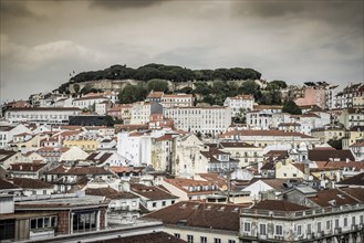 Cityscape of the downtown with Sao Jorge castle