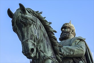 Detailed view of the equestrian monument Friedrich Franz II inaugurated in 1871
