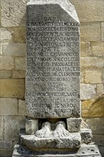 Memorial stone of various Popes at the portal of the pilgrimage church