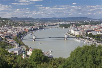 View from Gellertberg over the Szechenyi Chain Bridge and Danube