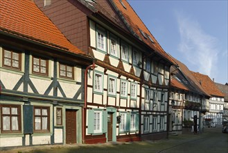 Row of houses with old half-timbered houses