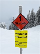 Sign Skiroute