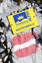 Trail marking on the Gletscherblick Premium hiking trail