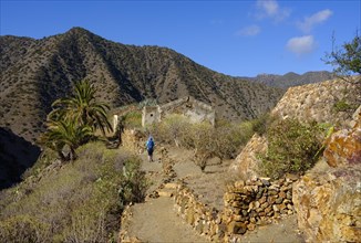 Woman hiking on trail