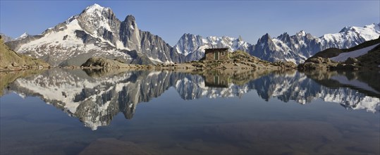 Mountain panorama with water refelction in Lac Blanc