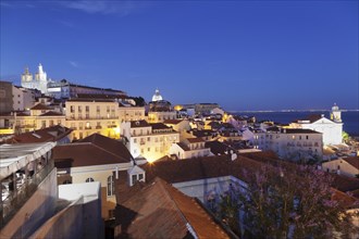 View from the viewpoint Miradouro de Santa Luzia with Sao Vicente de Fora Monastery and National Pantheon