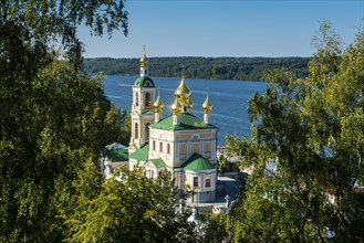 Overlook over an orthodox church and the volga river