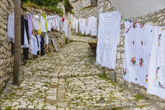 Alley with textile handicrafts