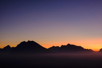 Silhuette of Watzmann and Hochkalter
