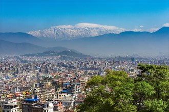 View over Kathmandu and the Himalaya mountain range from Kirtipur