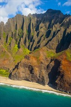 Aerial of the rugged Na Pali Coast