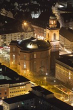 View from the Main Tower to illuminated Paulskirche