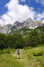 Female hiker in Kukaj Valley with Jezerca