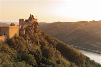 Ruin of Aggstein Castle in the evening light