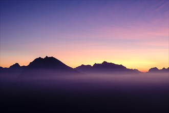 Silhuette of Watzmann and Hochkalter