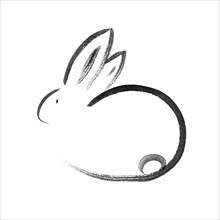 Cute minimalistic bunny artistic illustration