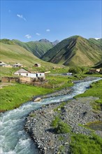 Settlement along a mountain river Naryn