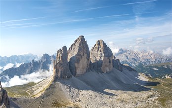 Northern walls of the Three Peaks of Lavaredo from the summit of the Paternkofel
