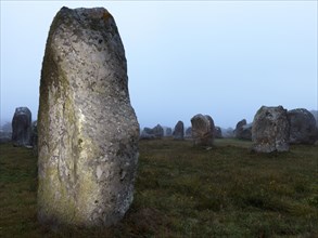 Menhirs of Carnac in the mist
