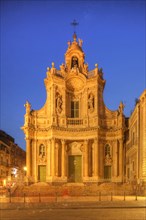Baroque Basilica della Collegiata at dusk