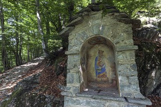 Wayside shrine on the hiking trail between the mountain villages of Rasa and Bordei